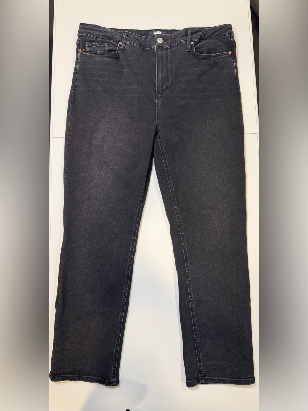 PAIGE ‘Cindy’ High Waist Black Straight Jeans Size 34